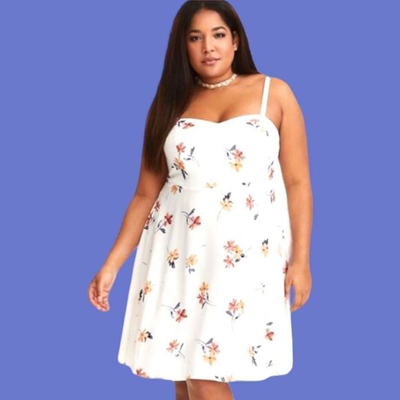TORRID Women's New Ivory Floral Challis Midi Spring/Summer Tank Dress. - Picture 12 of 15